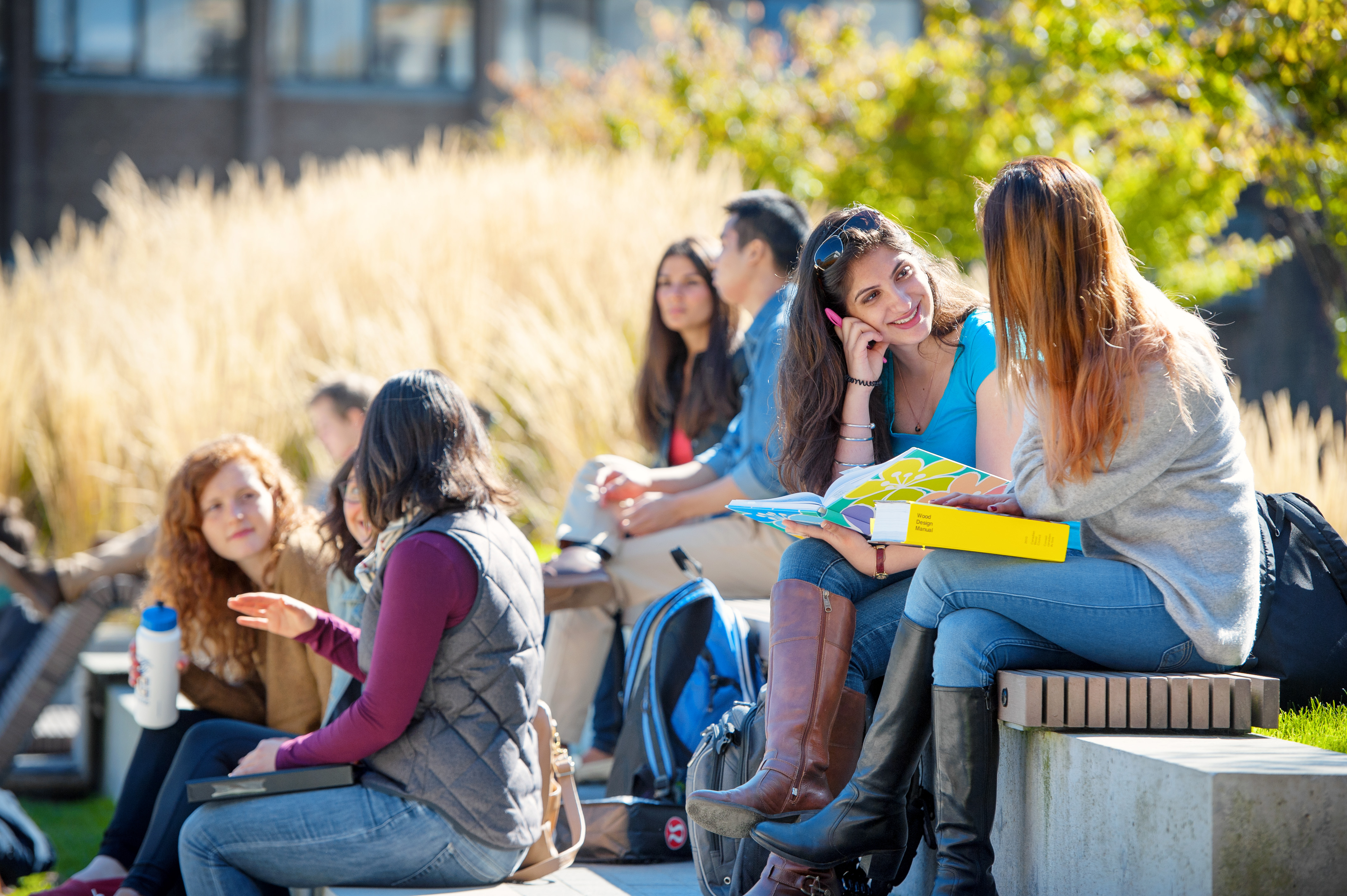 students talking on stairs