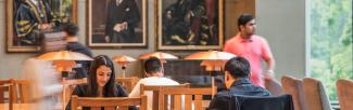 students sitting in library
